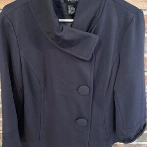 Sandro Womens Navy Blue Button-Up Jacket W/Shawl Collar Sz L